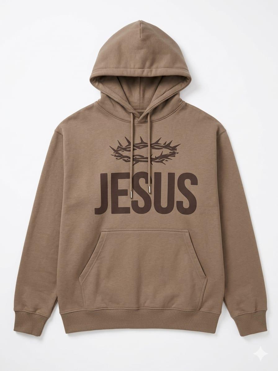 WhatsApp Image 2026-06-08 at 12.09.32 (2) Brown Jesus Hoodie - Image 1