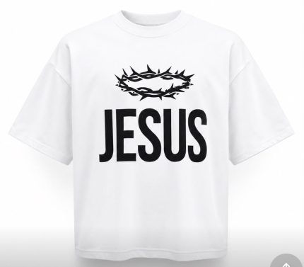 Black on white Classic oversized Jesus T-shirt